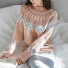 High-neck Pattern Sweater
