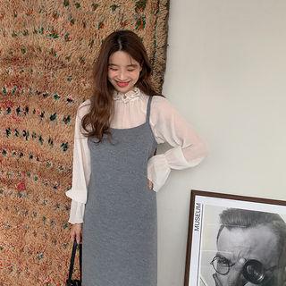 Spaghetti-strap Woolen Knit Dress
