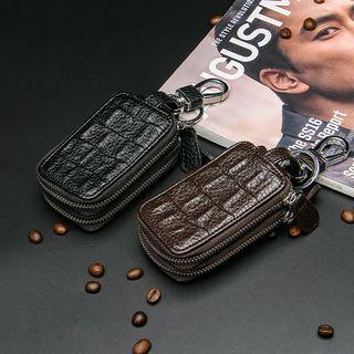 Embossed Faux Leather Key Pouch
