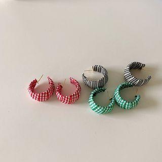 Plaid Alloy Open Hoop Earring