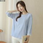 Lace-trim Pastel Textured T-shirt