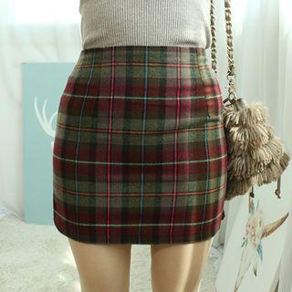 Band-waist Plaid Miniskirt