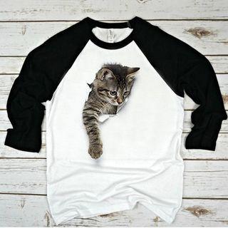 Long-sleeve Cat Print Raglan T-shirt