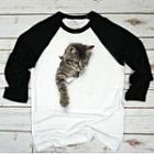Long-sleeve Cat Print Raglan T-shirt