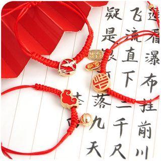 Embossed Alloy Red String Bracelet