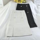 Faux Pearl Glitter Midi A-line Skirt