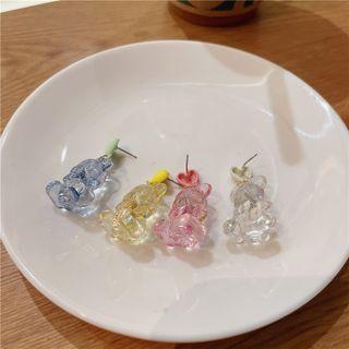 Bear Drop Sterling Silver Ear Stud