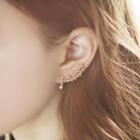 Cubic-accent Floral Curved Ear Cuff