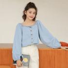 Button-up Denim Blouse