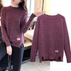 Label Applique Melange Sweater