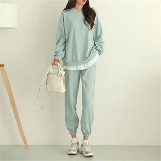 Set: Loose-fit Layered Pullover + Band-waist Jogger Pants