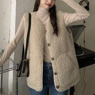 Single-breasted Fleece Vest Vest - One Size