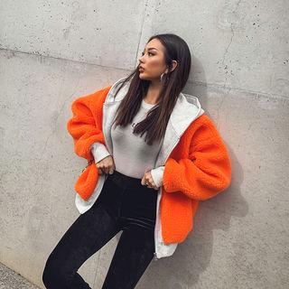 Faux-shearling Zip-up Hoodie