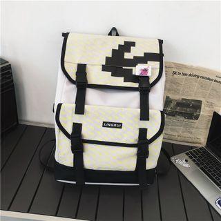 Print Snap Buckle Backpack