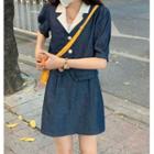 Short-sleeve Denim Jacket / Denim Mini Skirt