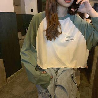 Long-sleeve Cropped Letter Raglan T-shirt