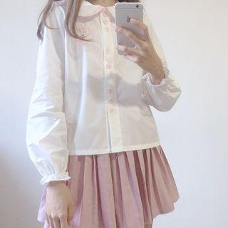 Peter Pan Collar Embroidered Long-sleeve Shirt
