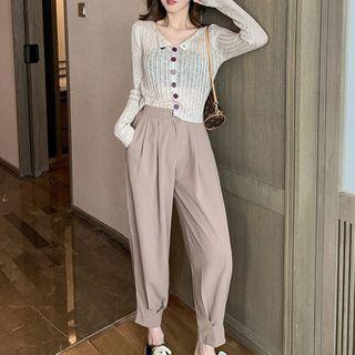 Set: Rib Knit Cardigan + Jogger Pants