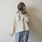 Ruffle Trim Blouse / Plaid Straight-cut Drawstring Pants