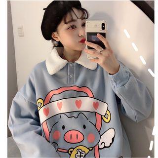 Pig Print Polo Sweatshirt