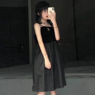 Heart Cutout Spaghetti Strap Top Skirt - Black - One Size
