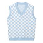 Checkered Sweater Vest / Plain Shirt