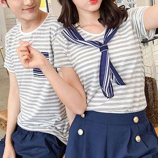 Couple Matching Striped Short-sleeve T-shirt / Shorts