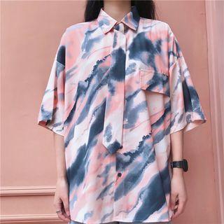 Tie-dye Loose-fit Short-sleeve Shirt