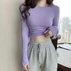 Plain Long-sleeve T-shirt / Drawstring Sweatpants
