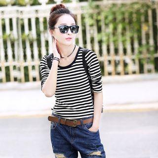 Family Matching Long-sleeve Striped Knit Top