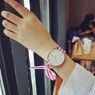 Retro Strap Watch With Striped Bow Fabric Band