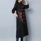 Embroidered Frog-button Long Jacket