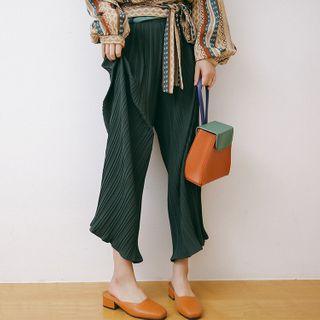 Chiffon Cropped Pants Green - One Size