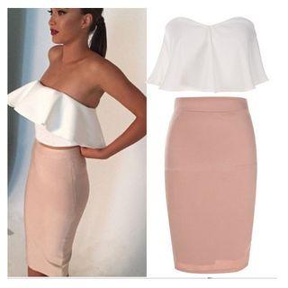 Set: Ruffle Tube Top + Pencil Skirt