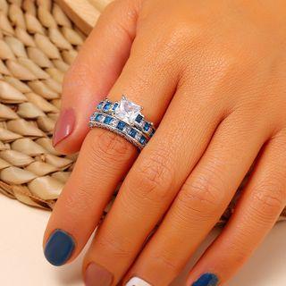 Set Of 2: Rhinestone Ring As Shown In Figure - One Size