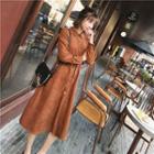 Single-breasted Long-sleeve A-line Dress