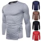 Long-sleeve Buttoned Hem T-shirt