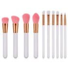 Set Of 10: Makeup Brush With Wooden Handle T-10-135 - White - One Size