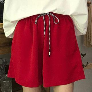 Drawstring Waist Shorts Red - One Size