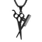 Scissors & Hair Comb Pendant Stainless Steel Necklace
