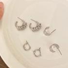 Set Of 3 Pairs: Hoop Earring Set Of 3 Pairs - Hoop Earring - Silver - One Size