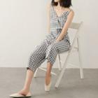 Check Sleeveless Jumpsuit Check - Black & White - One Size
