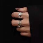 Set Of 3: Layered Alloy Ring Set Of 3 - Silver - One Size