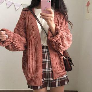 Chunky Knit V-neck Plain Cardigan