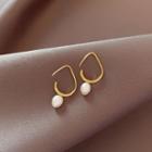 Faux Pearl Alloy Dangle Earring 1 Pair - Hook Earring - Gold - One Size
