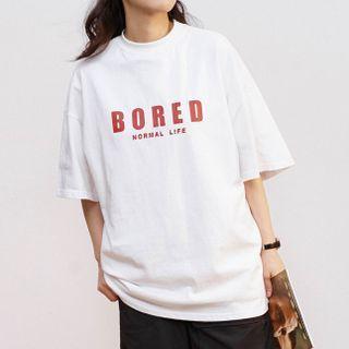 Short Sleeve Lettering Print Couple Matching T-shirt