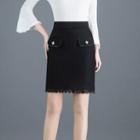 Lace Trim Straight-fit Mini Skirt