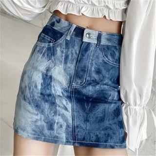 High-waist Tie-dye Mini Skirt