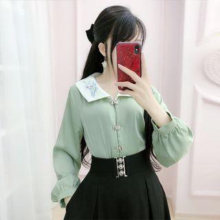 Embroidery Button-up Blouse