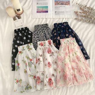 Printed Mini A-line Chiffon Skirt